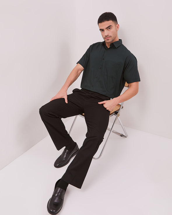 Men's Green Regular Fit Short Sleeve Shirt
