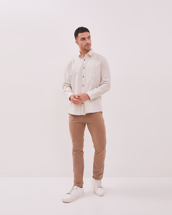 Men's Cream Long Sleeve Shirt