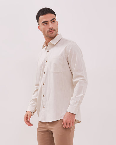 Men's Cream Long Sleeve Shirt