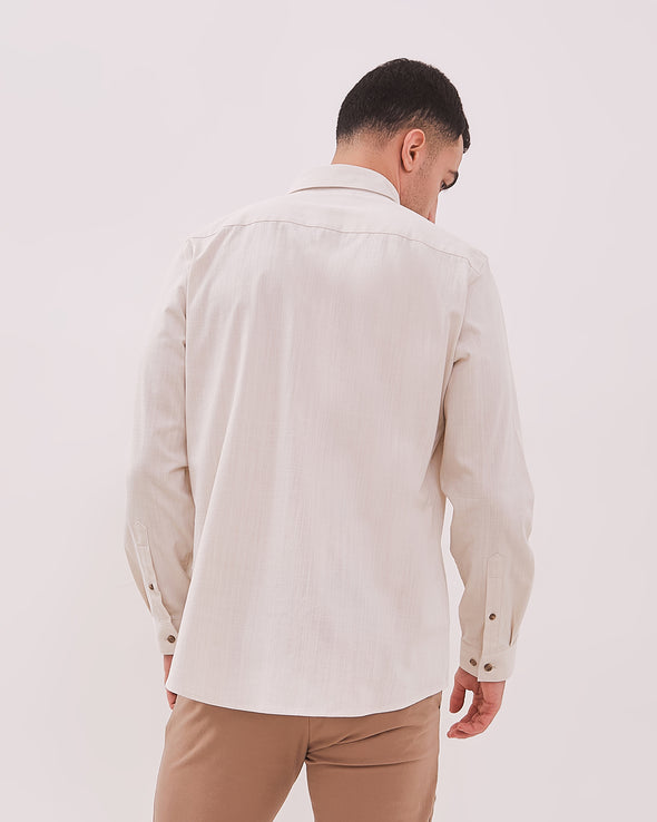 Men's Cream Long Sleeve Shirt