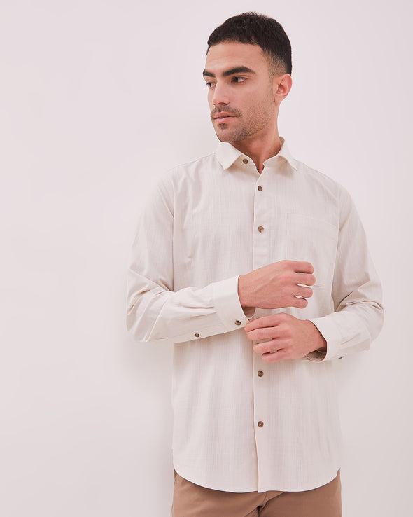 Men's Cream Long Sleeve Shirt