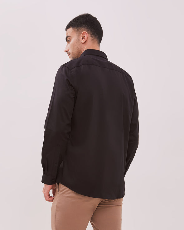 Black Oxford Long-Sleeved Regular Shirt