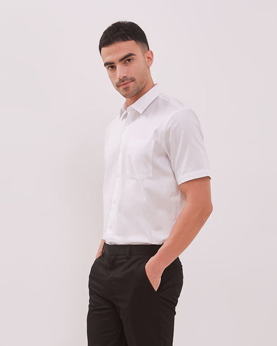 Men's White Regular Fit Short Sleeve Shirt