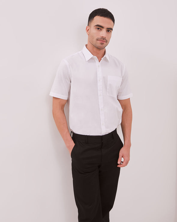 Men's White Regular Fit Short Sleeve Shirt