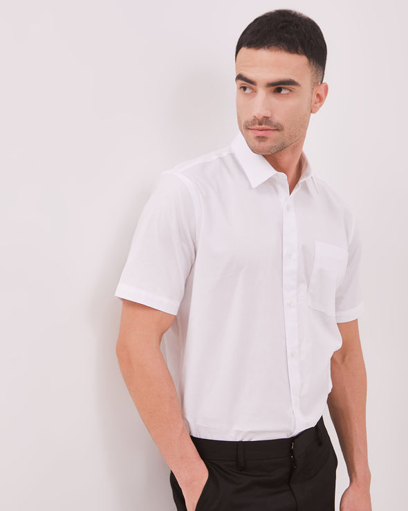 Men's White Regular Fit Short Sleeve Shirt