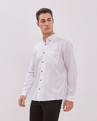 Men's White Long Sleeve Shirt
