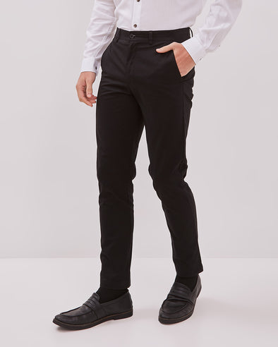 Men's Black Slim Fit Chinos Long Pants