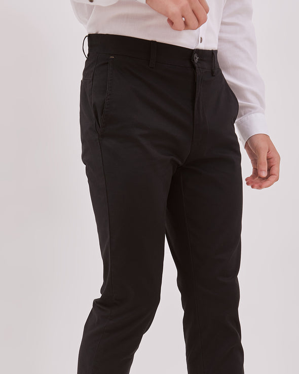 Men's Black Slim Fit Chinos Long Pants