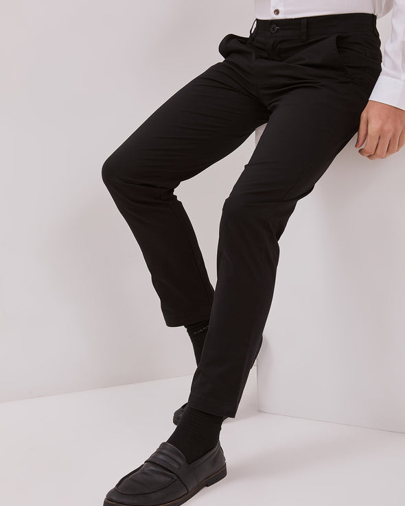 Men's Black Slim Fit Chinos Long Pants