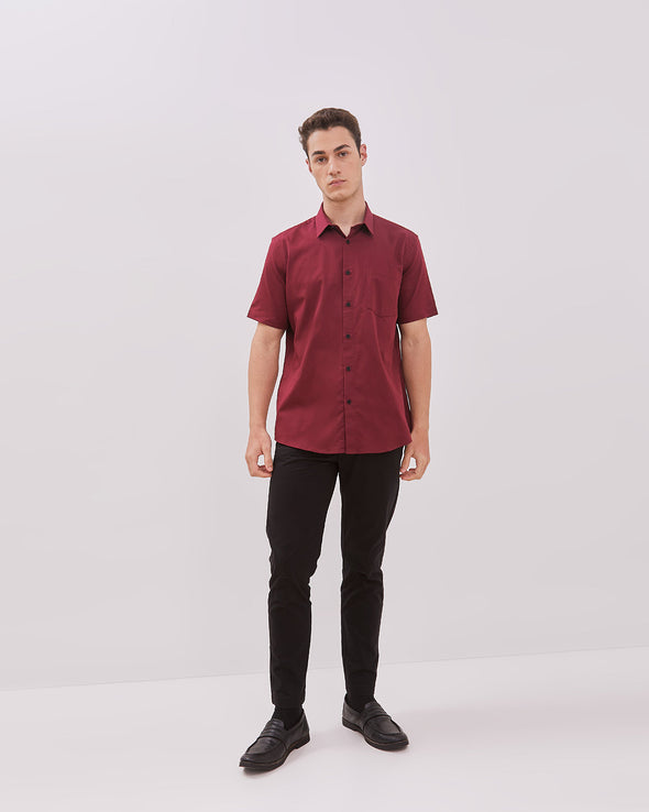 Maroon Red Short Sleeve Shirt For Men