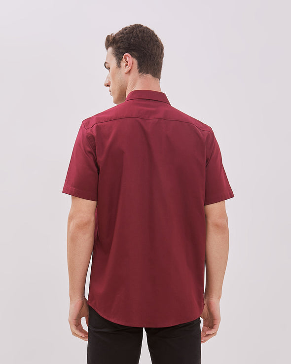 Maroon Red Short Sleeve Shirt For Men
