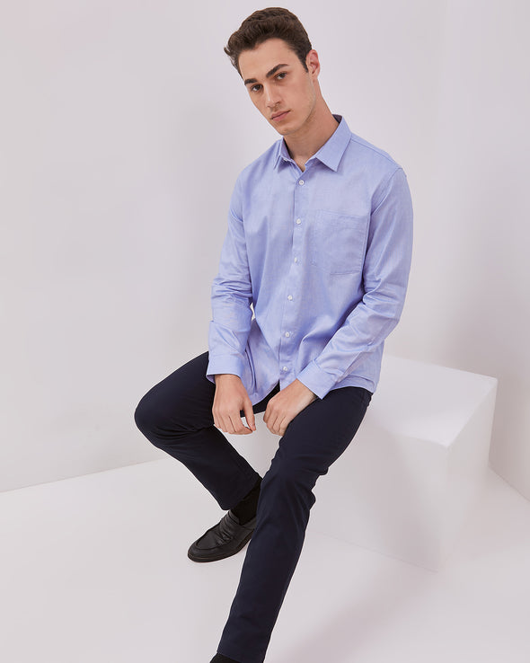 Men's Blue Long Sleeve Shirt