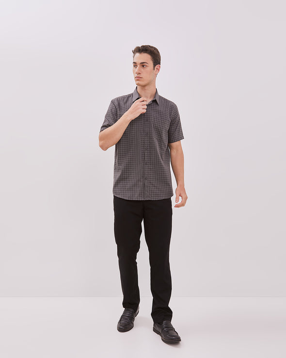 Short Sleeve Shirt With Gray Motif For Men