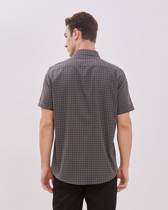 Short Sleeve Shirt With Gray Motif For Men