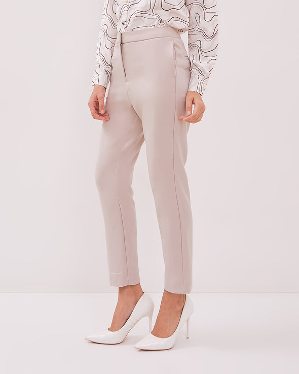 Women's Cream Slim Fit Trousers