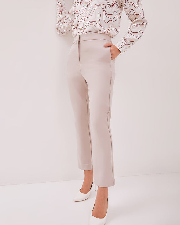 Women's Cream Slim Fit Trousers