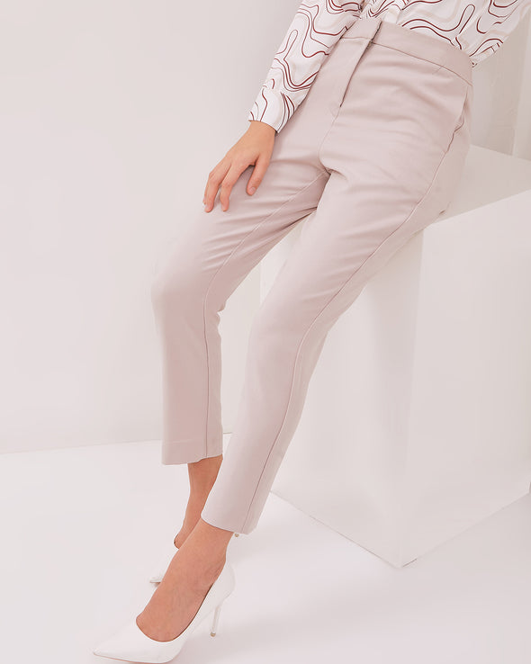 Women's Cream Slim Fit Trousers