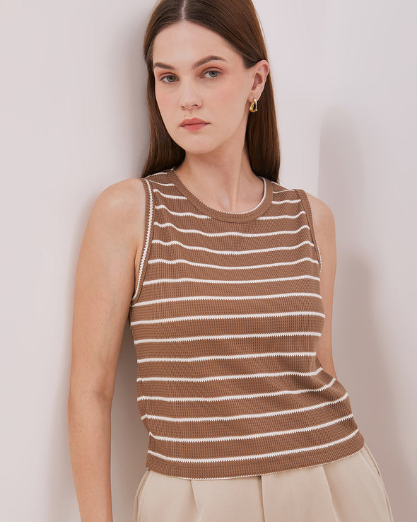 Women's Brown Knit Tank Top