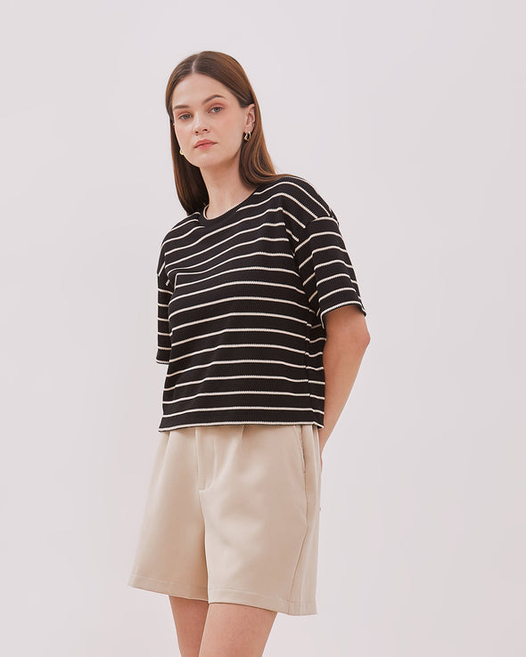 Women's Black Striped T-shirt