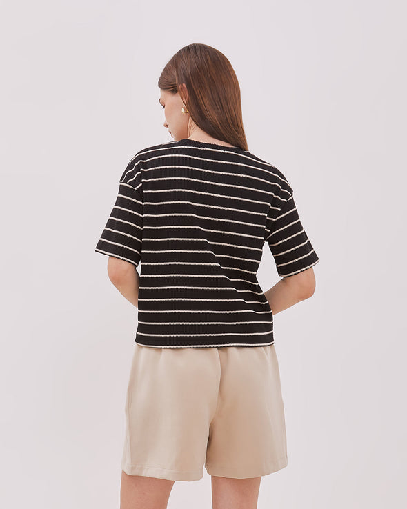 Women's Black Striped T-shirt