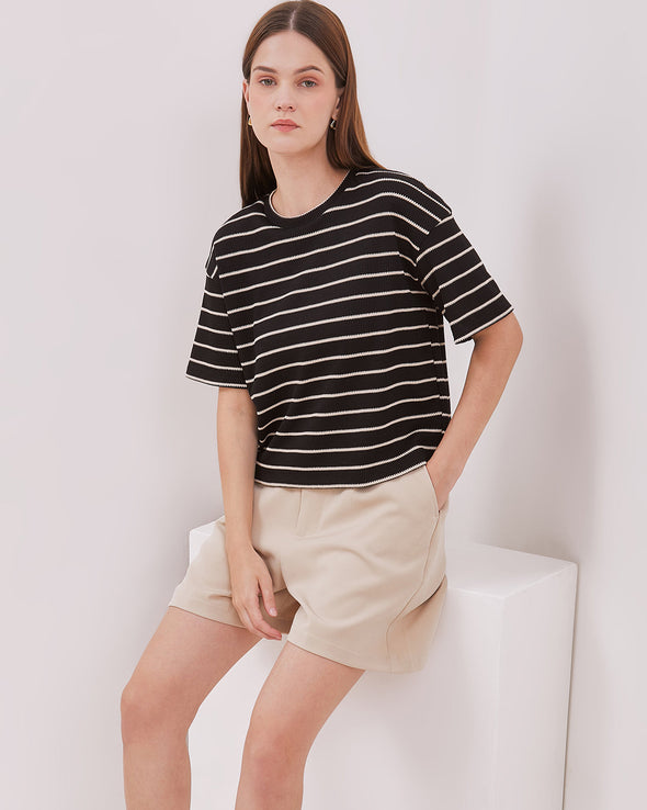 Women's Black Striped T-shirt