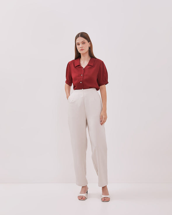 Women's Cream High Waist Trousers