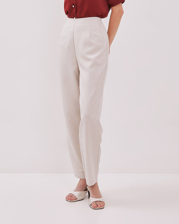 Women's Cream High Waist Trousers