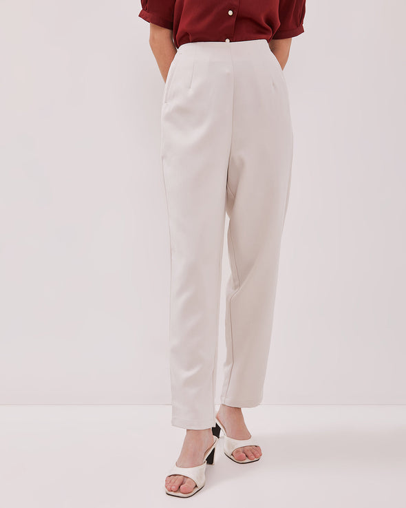 Women's Cream High Waist Trousers