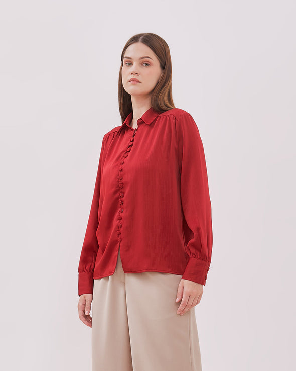 Women's Maroon Long Sleeve Shirt