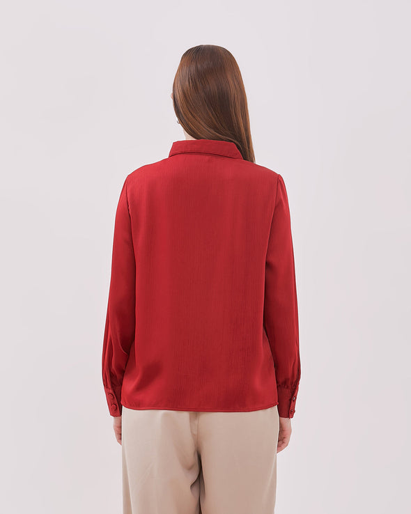 Women's Maroon Long Sleeve Shirt