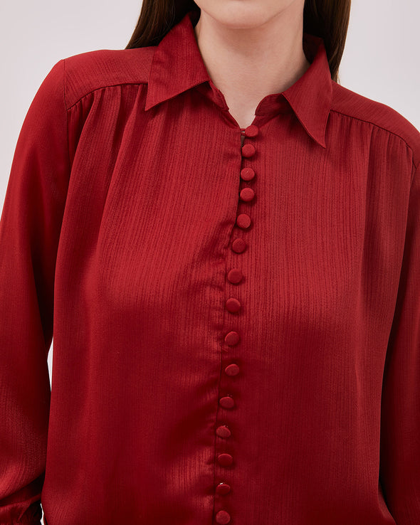 Women's Maroon Long Sleeve Shirt