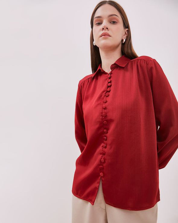 Women's Maroon Long Sleeve Shirt