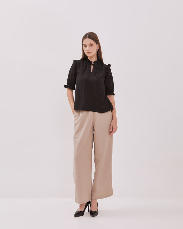 Women's Black Short Sleeve Blouse