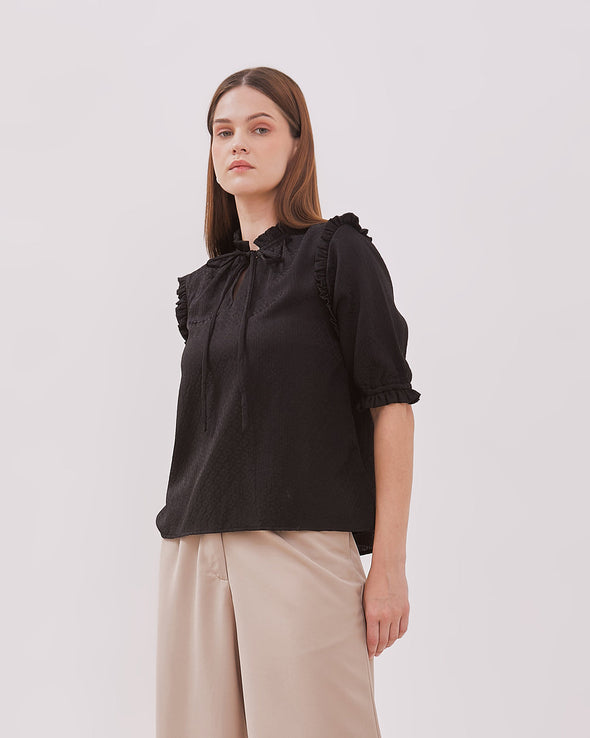 Women's Black Short Sleeve Blouse