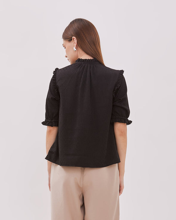 Women's Black Short Sleeve Blouse
