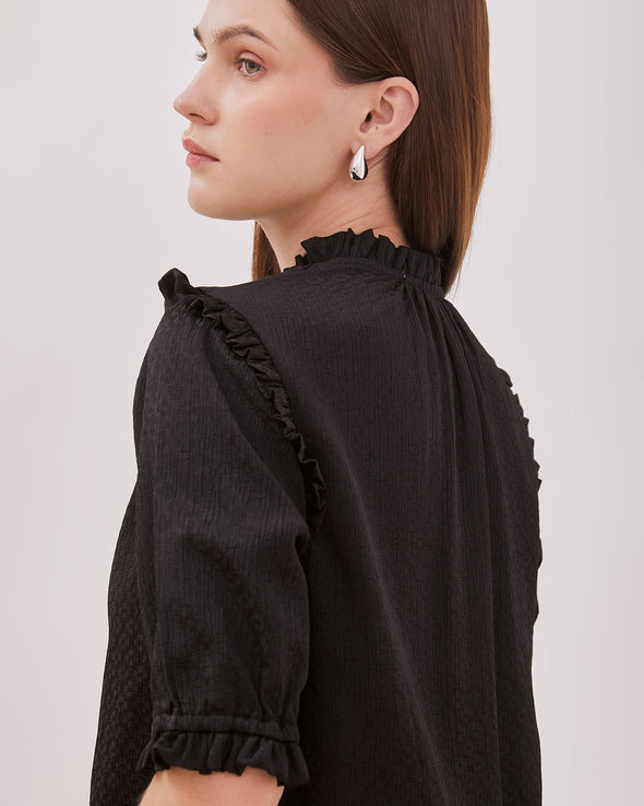 Women's Black Short Sleeve Blouse