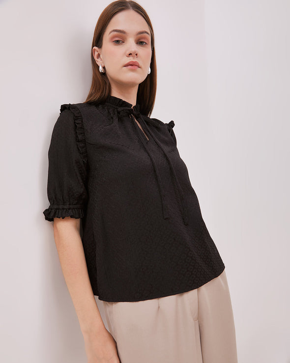 Women's Black Short Sleeve Blouse