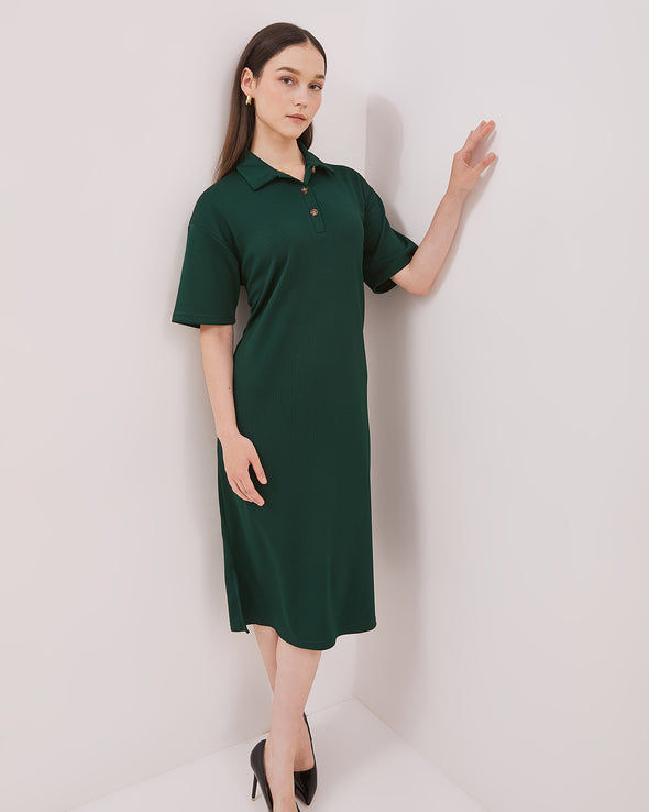 Women's Green Knit Polo Dress