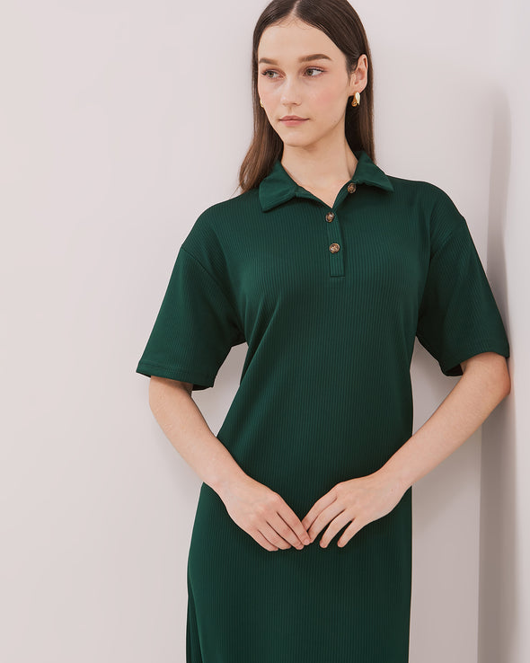 Women's Green Knit Polo Dress