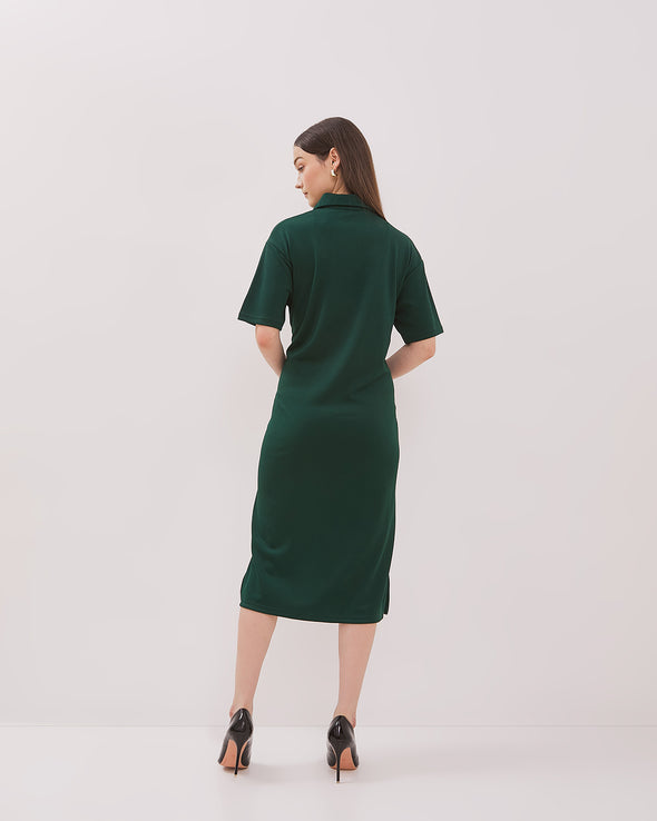 Women's Green Knit Polo Dress
