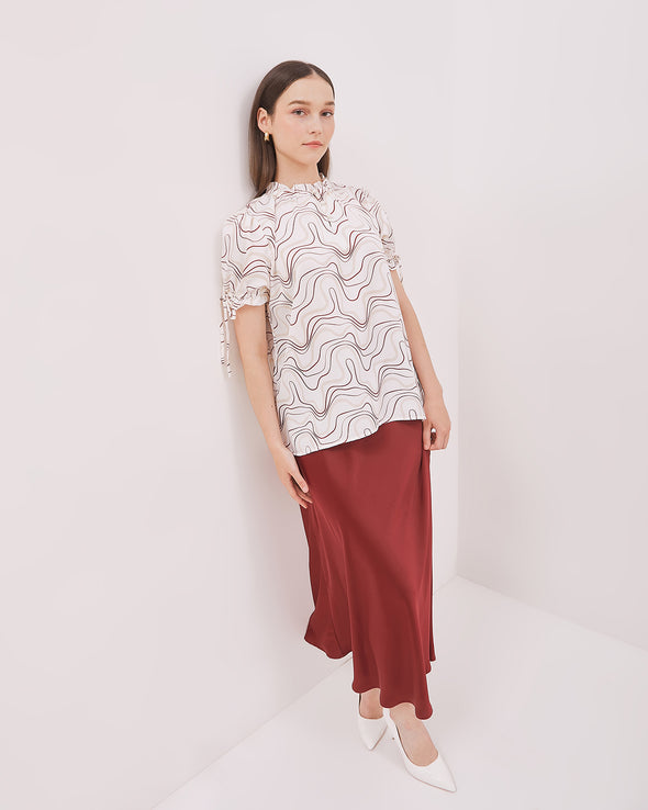 White Short Sleeve Blouse with Women's Pattern