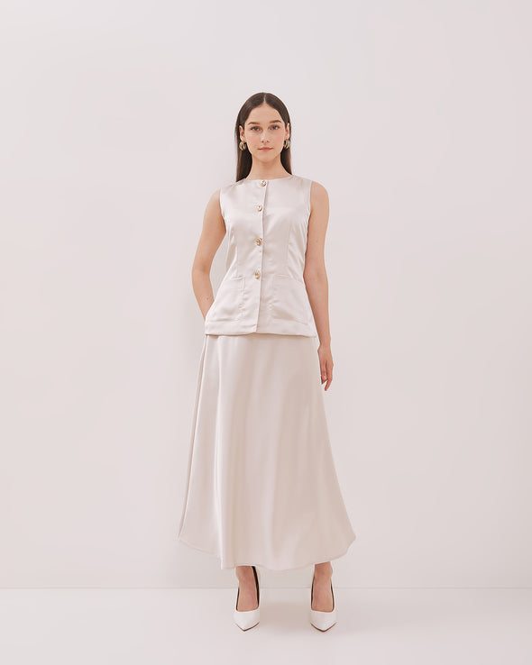 Women's Cream Sleeveless Vest