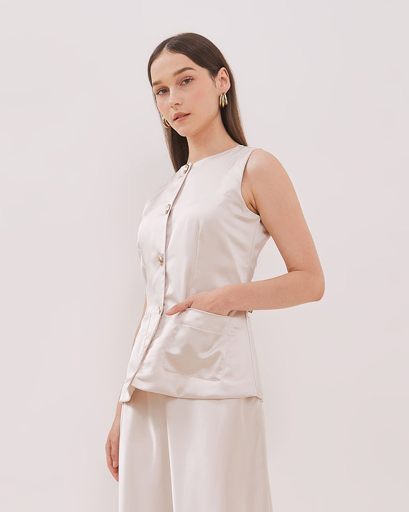 Women's Cream Sleeveless Vest