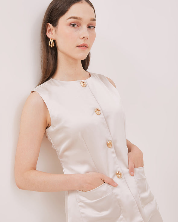 Women's Cream Sleeveless Vest