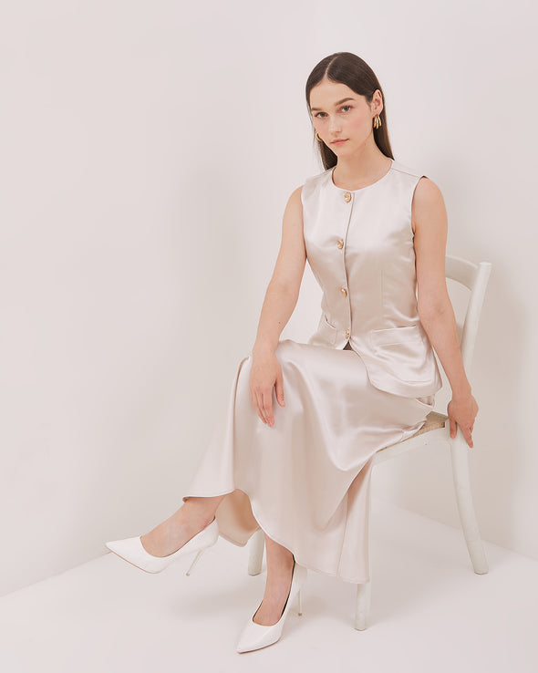 Women's Cream Sleeveless Vest