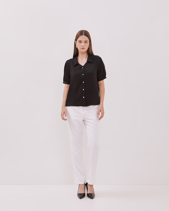 Women's Black Short Sleeve Blouse