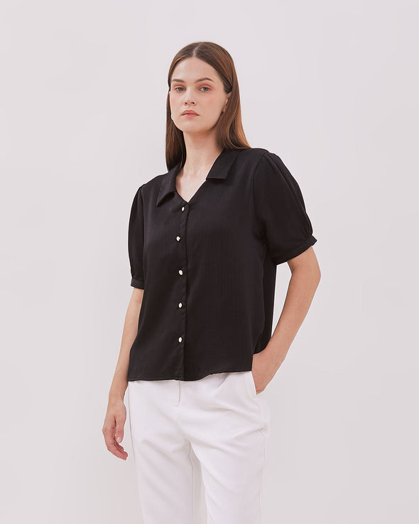 Women's Black Short Sleeve Blouse