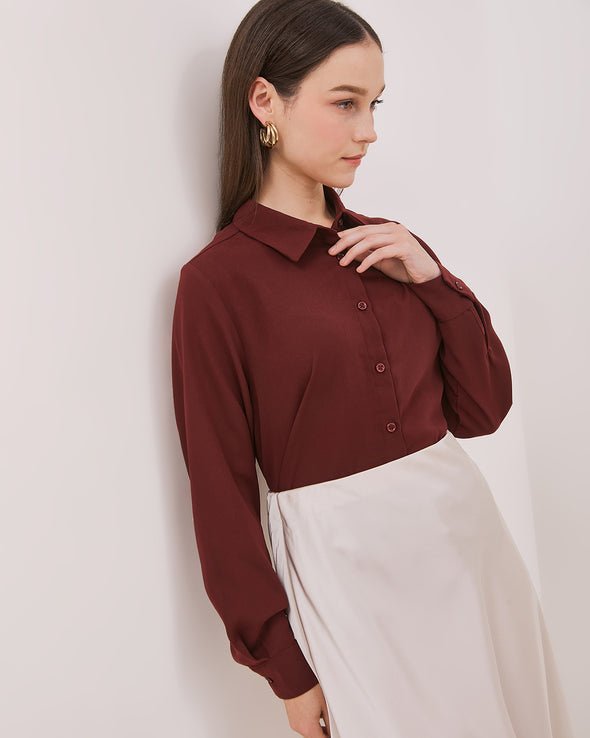 Women's Red Long Sleeve Shirt