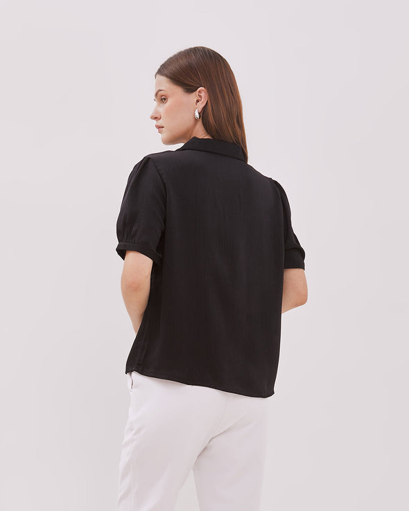 Women's Black Short Sleeve Blouse