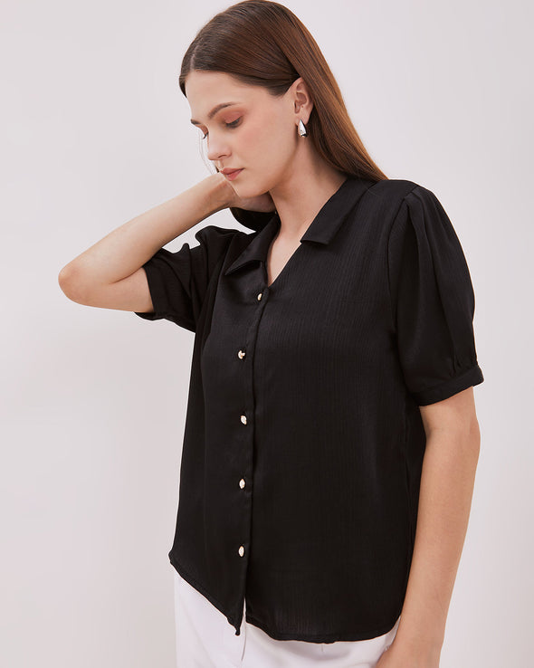 Women's Black Short Sleeve Blouse